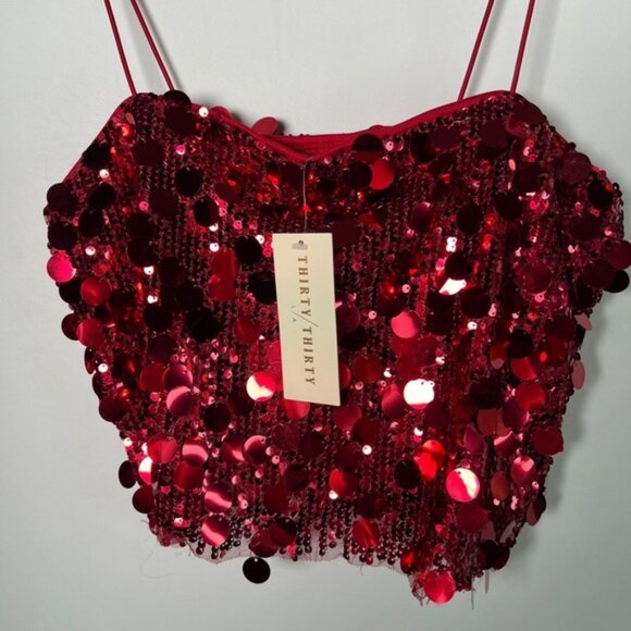 NWT THIRTY / THIRTY Bubble Sequined Sleeveless Spaghetti Blouse Size M - Picture 5 of 15